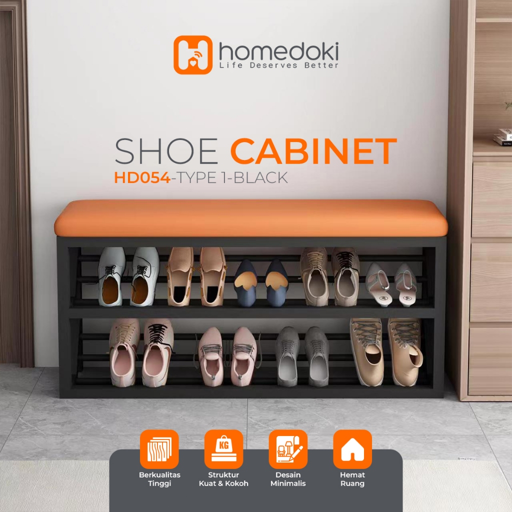 Homedoki Rak Sepatu Kursi/Tempat Sepatu/Rak Sepatu Susun Tertutup/Rak Sepatu Duduk/Bench Storage Sep