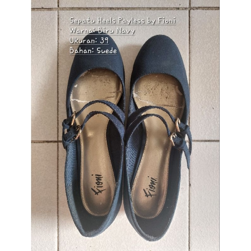 [angelaas.id] Preloved Sepatu Heels Payless by Fioni | Sepatu Heels Suede Blue Navy | Sepatu Wanita Heels