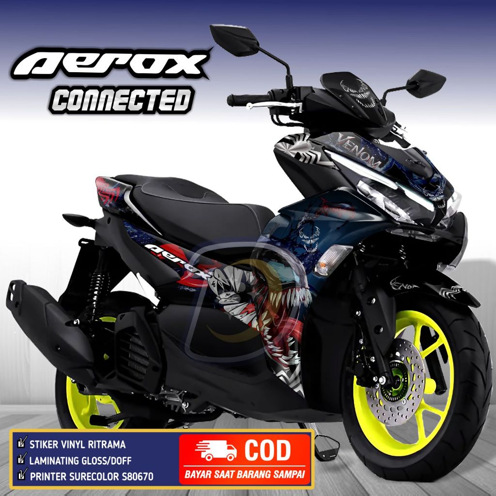 Decal Aerox 155 Connected 2021 Striping Aerox 2021 Stiker Yamaha Aerox Connected Venom