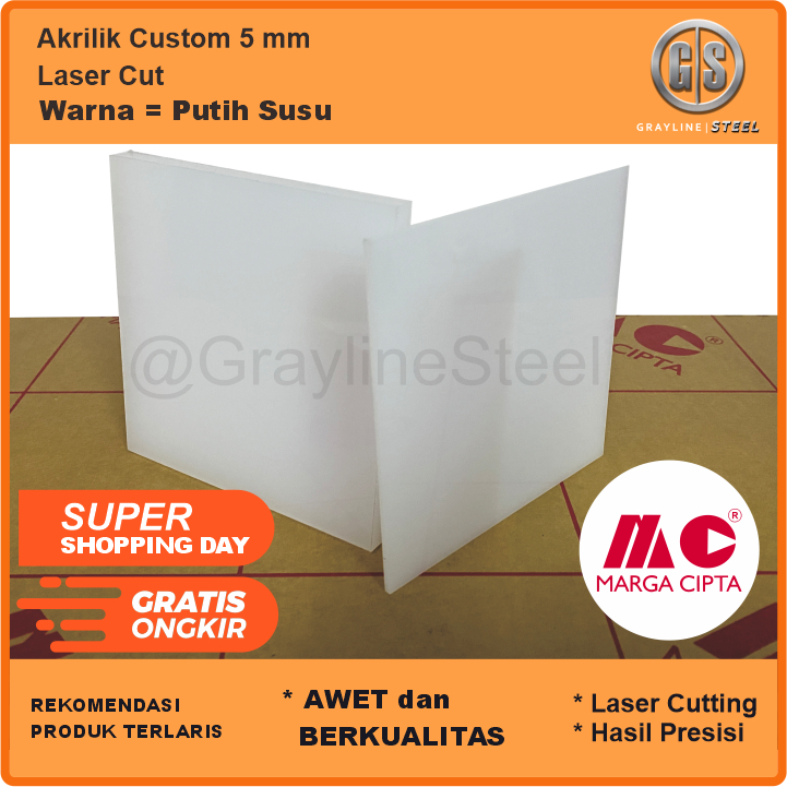 Akrilik Bening dan Putih Susu dan Hitam Custom - 5 mm - Laser Cut