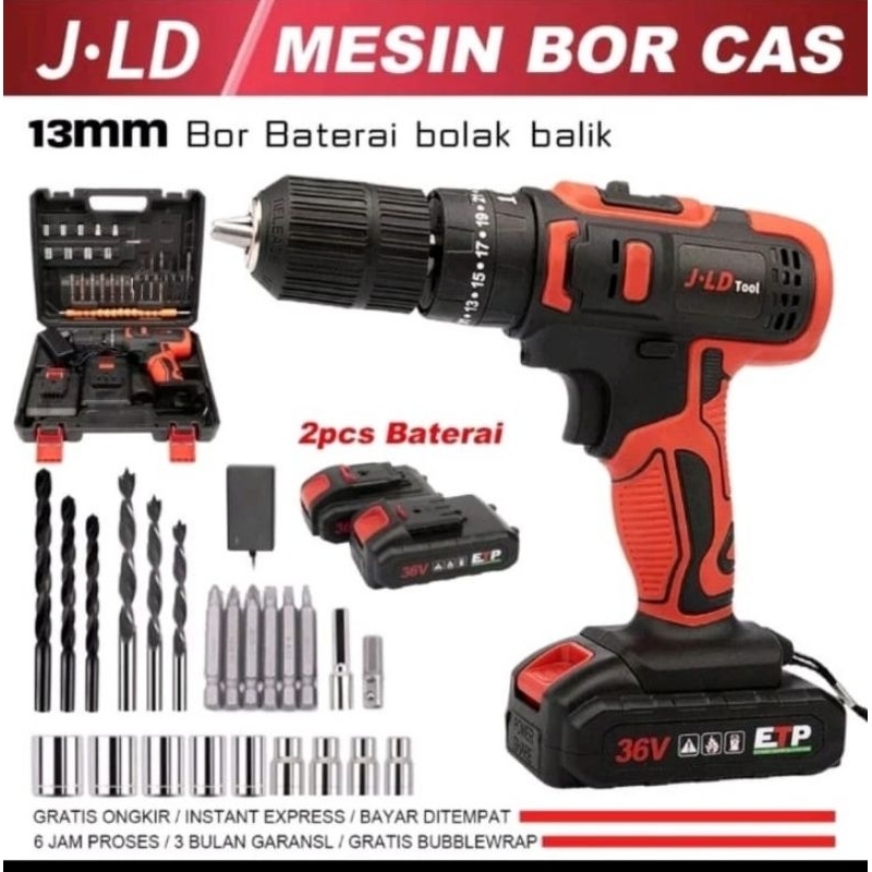 CANGGIH CORDLESS DRILL 36V MESIN BOR BATERAI 36V JLD HUJIA TOOLS