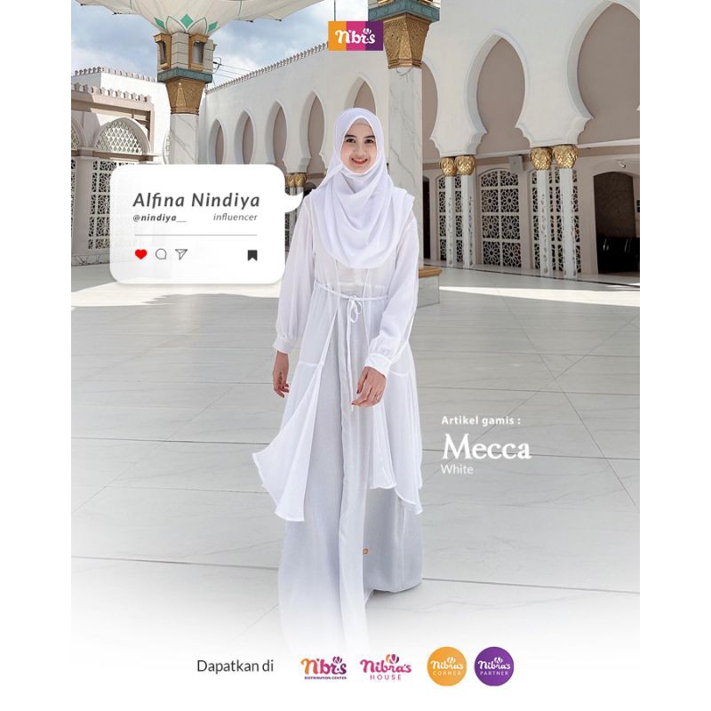 Dress Gamis Atasan Tunik Putih Wanita Dewasa Nibras Busui Muslimah Hari Santri
