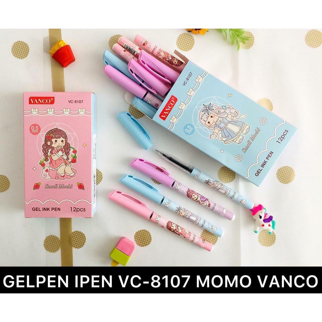 

VANCO PULPEN GEL / GEL PEN INK MOTIF MOMO 0.5 MM TINTA HITAM ISI 12 PCS. VC-8107
