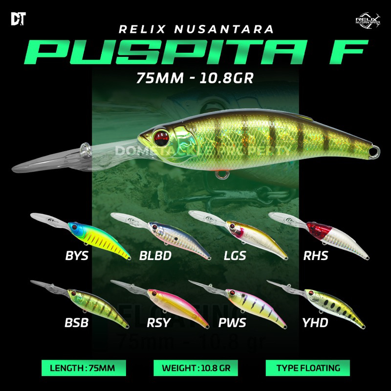 Lure Troling minnow relix nusantara Puspita F Floating Mengambang Top Water Lidah Panjang