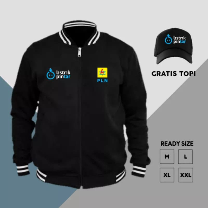 JAKET BASEBALL LOGO PLN / LISTRIK PINTAR TERBARU FREE TOPI KEREN DAN SIMPLE