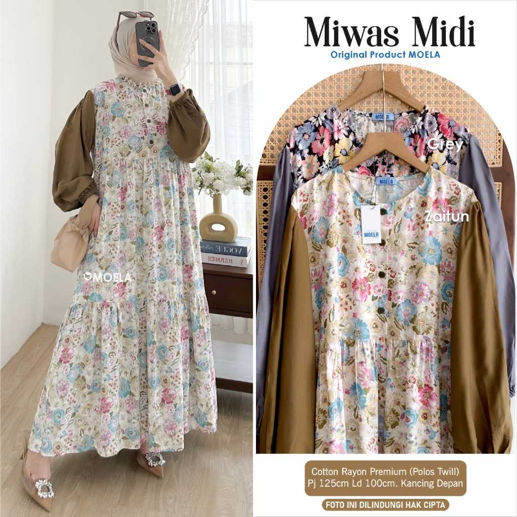 NEVIO / JOILA SET DRESS GAMIS MAXY ORIGINAL BY MOELA HIJAB FASHION ORI TERBARU MUSLIM WANITA OVERALL