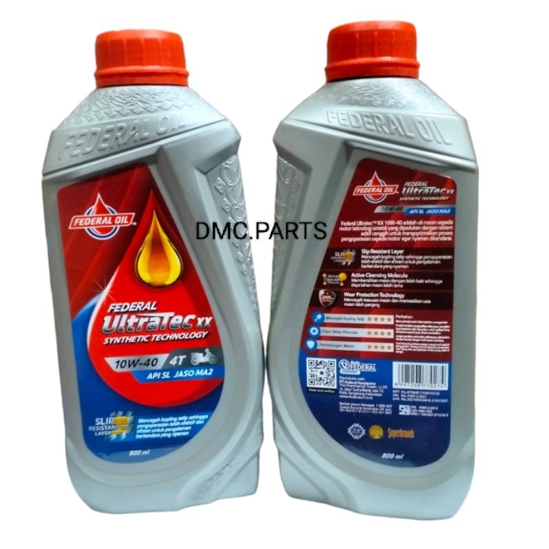 FEDERAL SUPREME XX ULTRATEC 4T ENGINE OIL 0.8L 10W-40 API SL JASO MA2 OLI MESIN MOTOR 800ML .  4 T. 