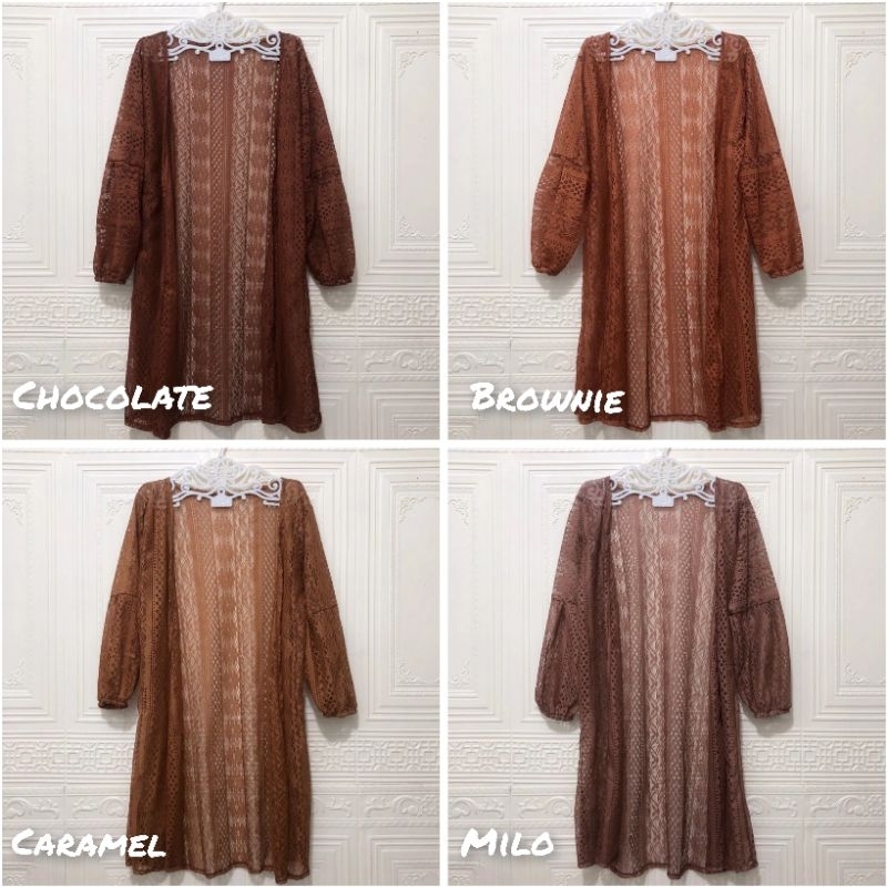 LONG outer Stylist Brokat /Long Cardy Brokat / Baju Kondanga panjang Lengan Balon