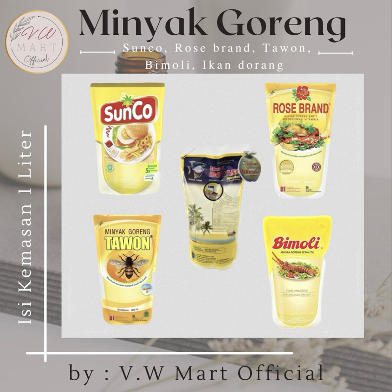 

(Jatim) Minyak Goreng 1 Liter (Sunco, Bimoli, Rose Brand, Tawon, Ikan Dorang)