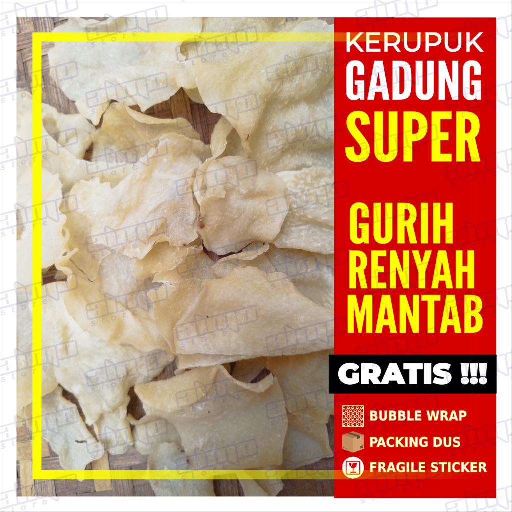 

KERUPUK GADUNG SUPER Kripuk Gadung Mentah Krupuk Umbi Gadung Mentah 200gr TIPIS GURIH RENYAH Rasa Gurih Asli