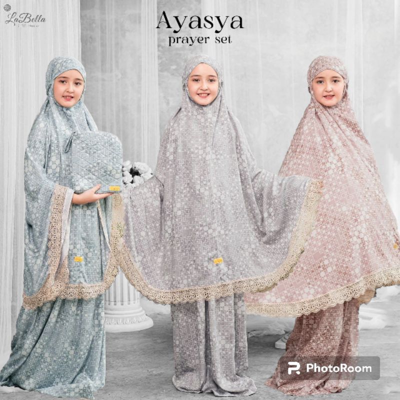 MUKENA AYASHA RAYON MEWAH BATIK MODERN LABELLA AYASHA SIZE 3 TAHUN - TINGGI BADAN MAX 160 CM BERAT B