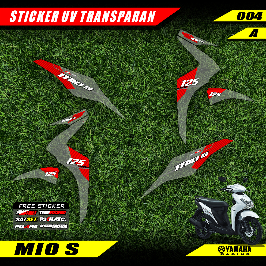 STRIPING STICKER TRANSPARAN UV YAMAHA MIO S DESAIN MINIMALIS GPC 004