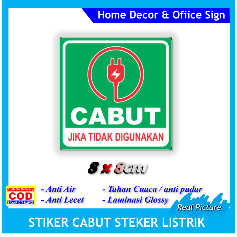 

Label stiker cabut colokan listrik sticker hemat daya keamanan alat elektronik rumah toko dll