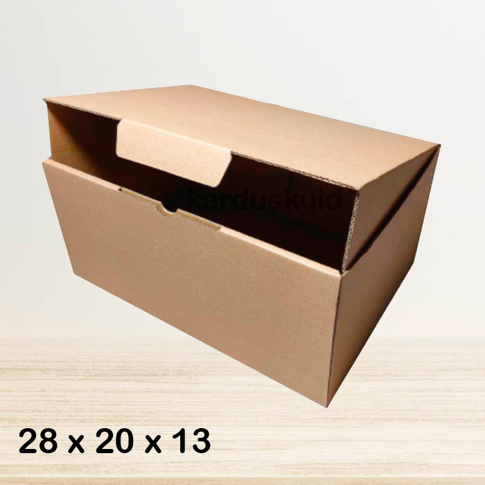

Kardus 28 x 20 x 13 cm die cut tipe E Flute K150 box kotak karton packing