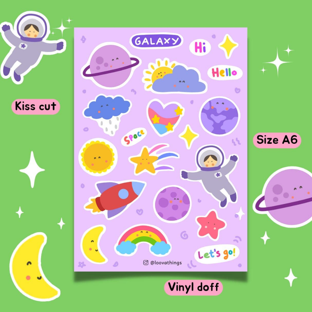 

STIKER MOTIF GALAKSI TEMA PLANET ASTRONOT SPACE ASTRONOMI LUCU AESTHETIC STICKER SHEET PACK CHILDREN JURNAL LUAR ANGKASA TATA SURYA ROKET VINYL MURAH KARTUN CUTE BUKU ANAK KARAKTER NASA LEMBAR KISS CUT LAMINASI DOFF UNTUK HP LAPTOP TUMBLR HELM PEEL OFF