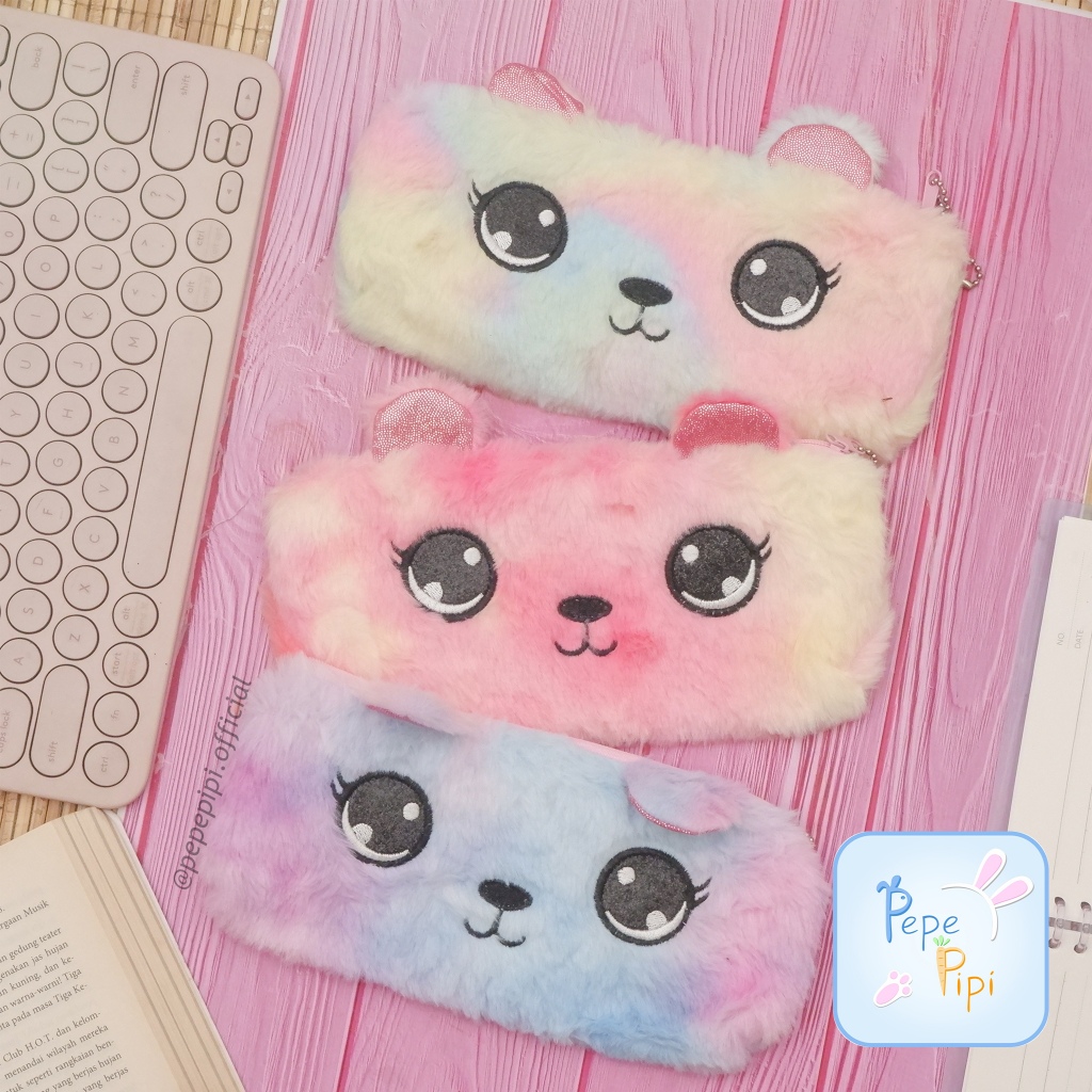 

Kotak Pensil Bulu Rainbow Kucing Cat Tempat Pensil Wadah Pensil Kostak Pouch makeup Kosmetik Pencil Case