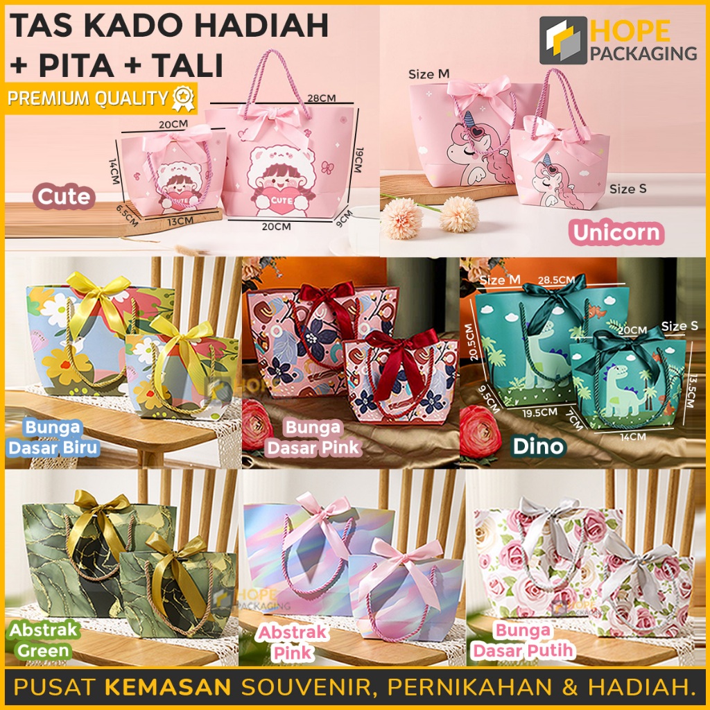 

Tas Hadiah / Tas Kado / Paperbag Ulang Tahun / Tas Kado + Pita + Tali /Goodie Bag / Tas Hampers