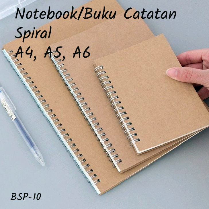 

Notebook Buku Catatan Spiral Blank/Polos Ukuran A6 A5 A4 100 Halaman