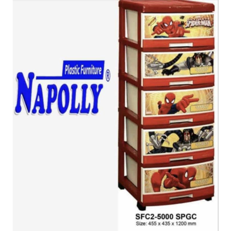Lemari plastik  spiderman 5 susun SFC2 5000 SPGC merk napolly Batam