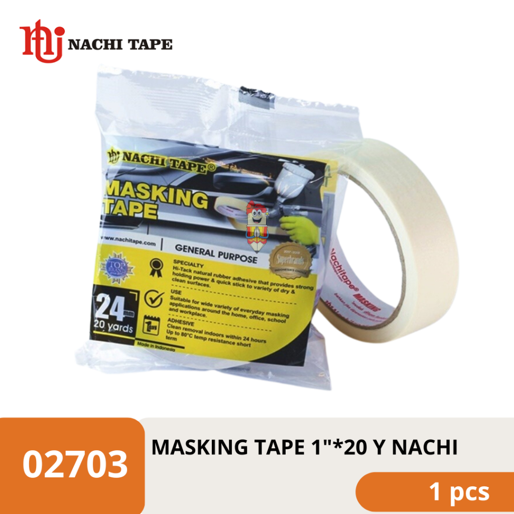 

Lakban / Isolasi Kertas Nachi Masking Tape 24 mm / 1 Inch x 20 Yard