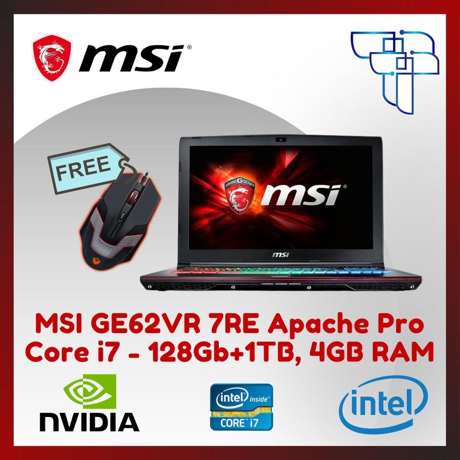 Laptop Gaming MSI GE62VR 7RE Apache Pro - Core i7 - 128Gb SSD+1Tb HDD