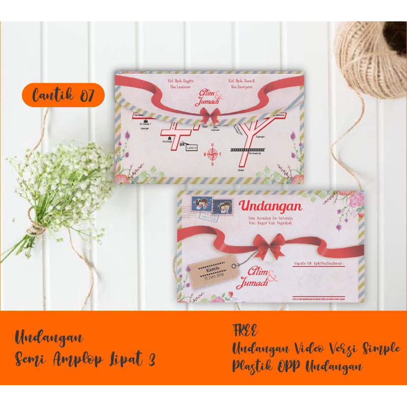 UNDANGAN PERNIKAHAN MURAH SEMI AMPLOP LIPAT 3 SIMPLE ELEGANT(free undangan digital versi simple)