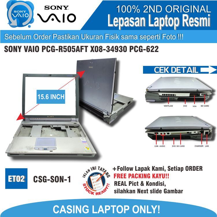 ET02 CSG-SON-1 CASING LAPTOP SONY VAIO PCG-R505AFT X08-34930 PCG-622