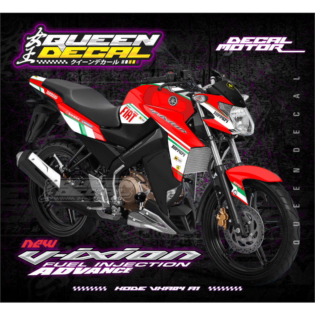 Stiker Decal Vixion New Advance Variasi / Striping Fullbody Vixion Motif Racing Merah