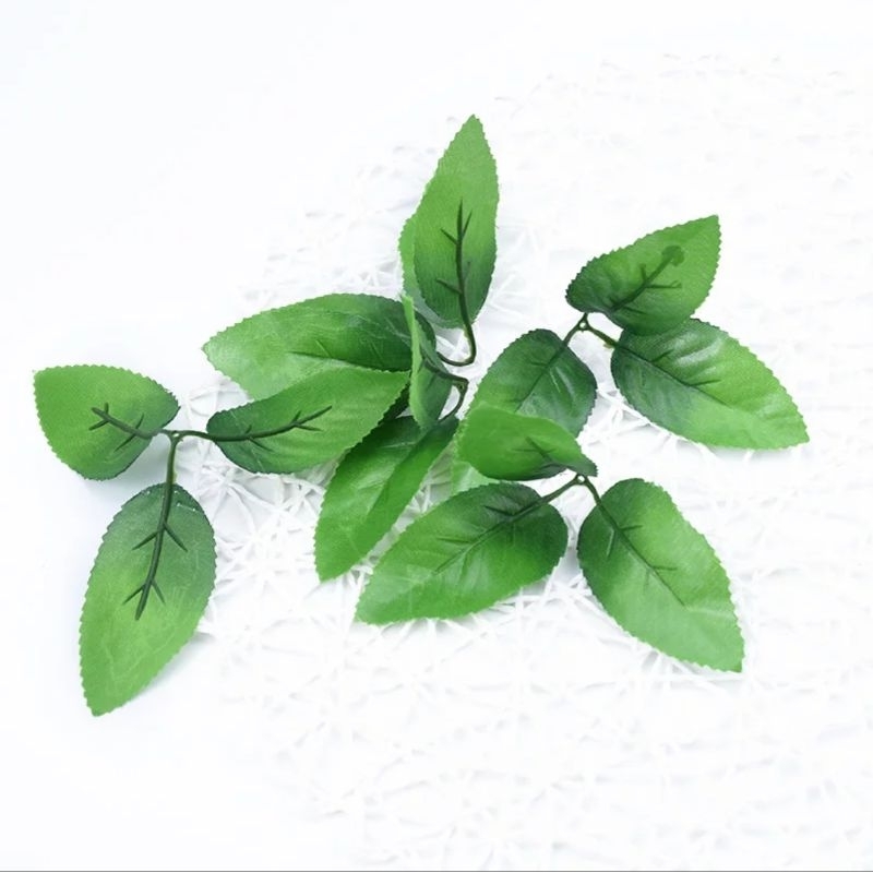 Daun Mawar Artificial / daun plastik / daun bunga palsu