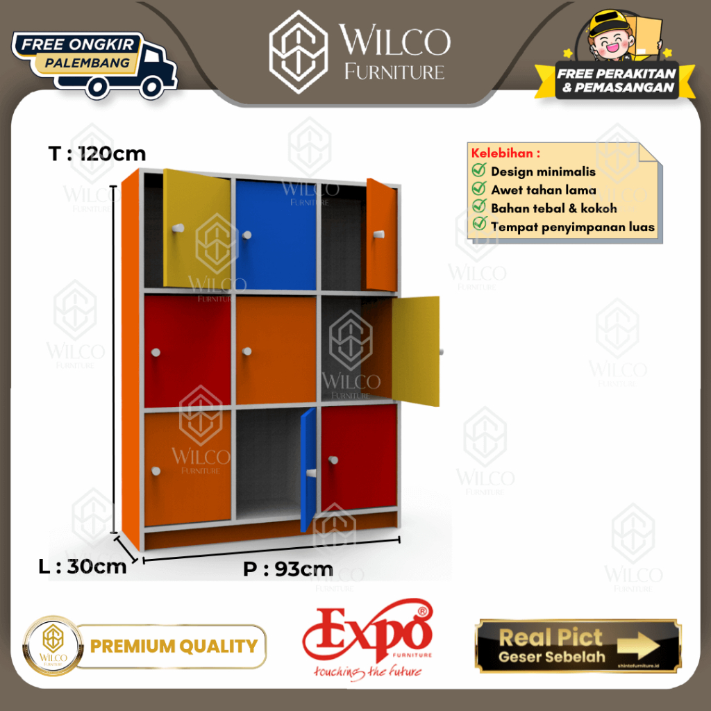 MBC 5135 Expo Rak Lemari Buku Warna-Warni Anak TK/ Rak Sekolah 9 Pintu