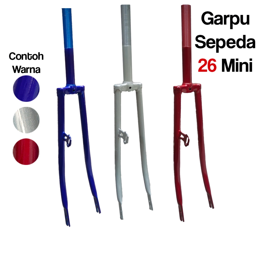 Garpu Fork Sepeda 26 Mini Besi Merah Biru Silver RRT