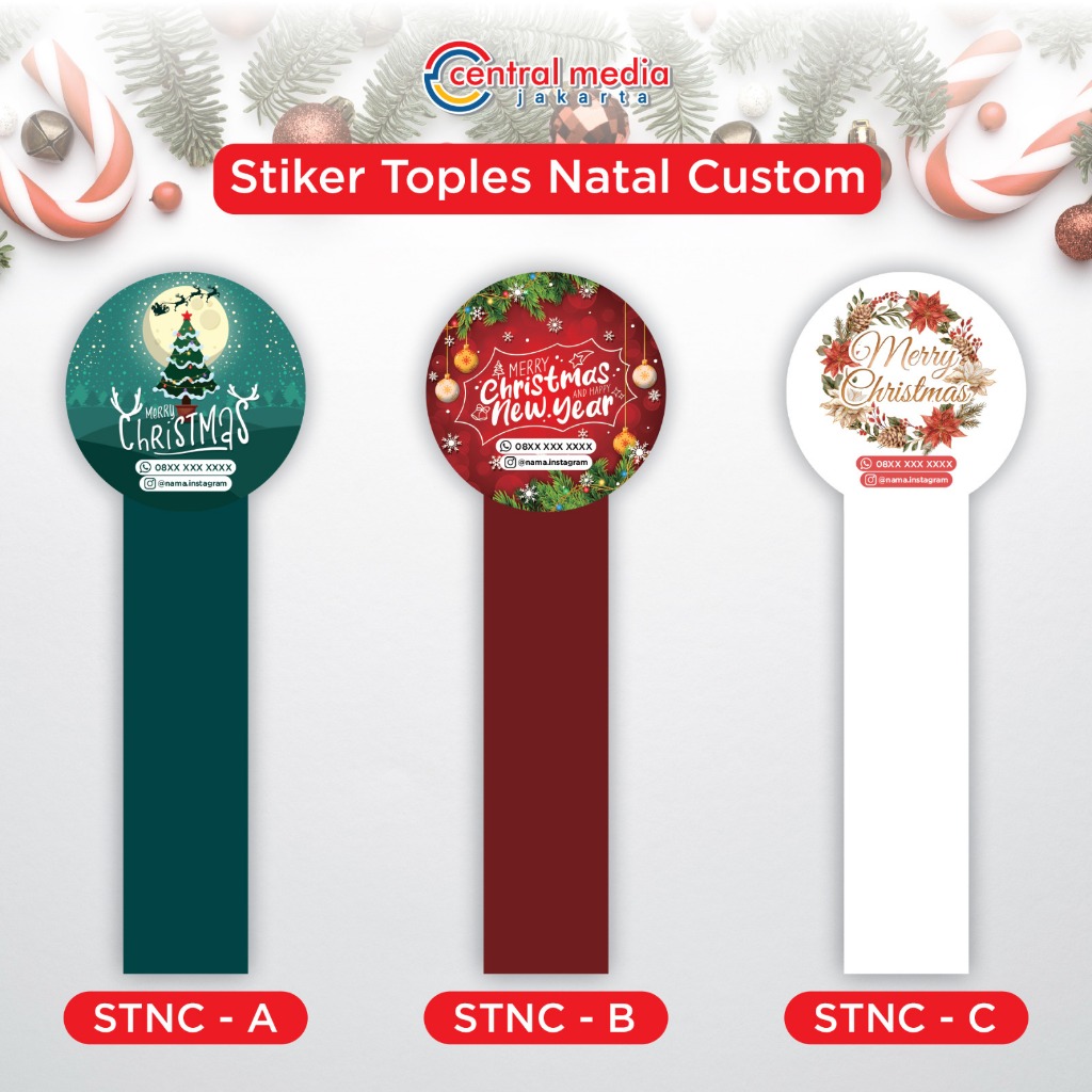 

Sticker Segel Toples Natal Custom Stiker Label Hampers Christmas