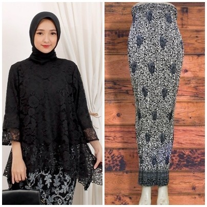 KEBAYA TOP - Set Kebaya Brokat Rinjani Hitam | Kebaya Modern Jumbo