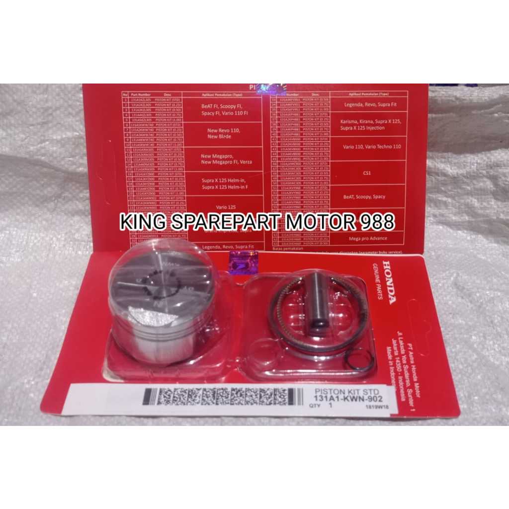 PISTON KIT RING SEHER SET VARIO 125 FI STANDAR OS 25,OS 50,OS 75, OS 100 KODE PART KWN