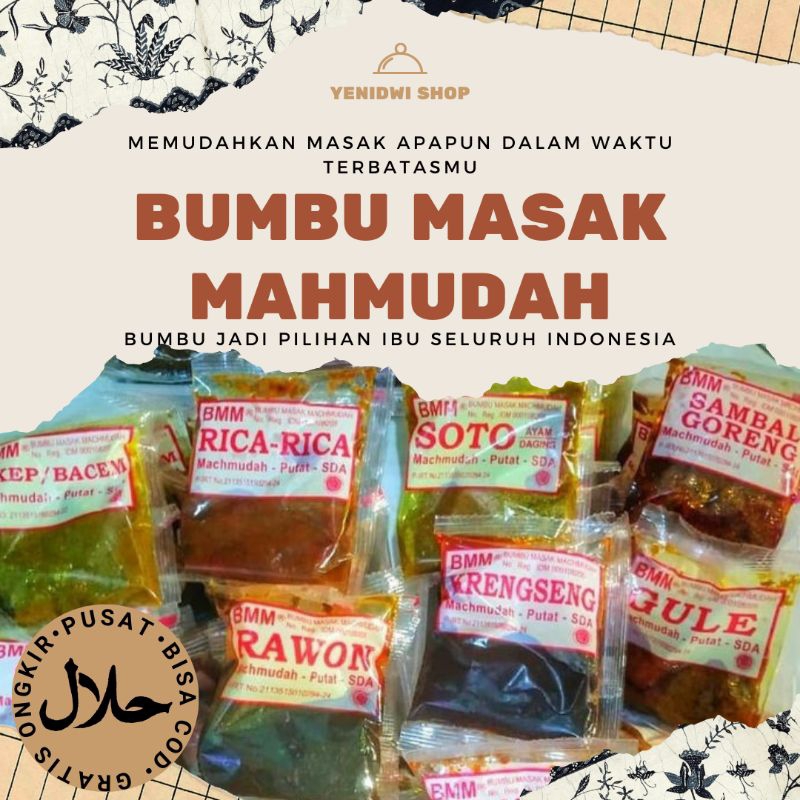 

BMM (BUMBU MASAK MACHMUDA) , LANGSUNG HARGA PABRIK , 16 VARIAN BUMBU MASAKAN NUSANTARA