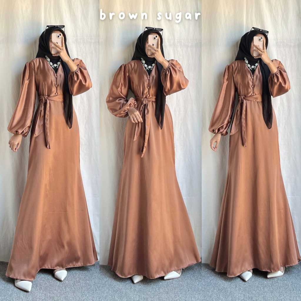 Sherina Luxury Dress / Dress Kondangan Bridesmaid / Gamis Satin Duyung