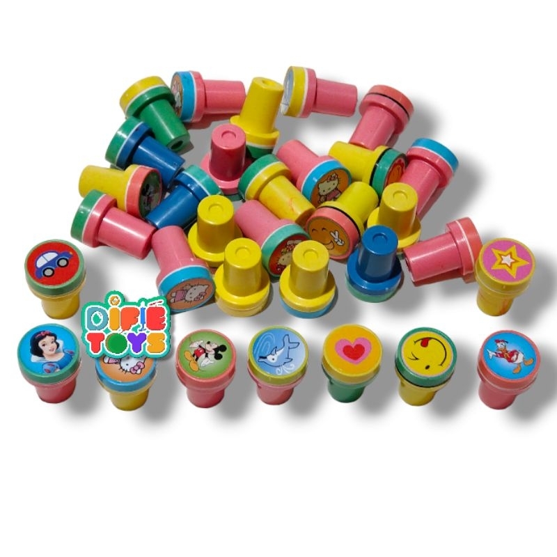 

50 pcs Stampel bulat dan stampel bintang cap mainan grosir