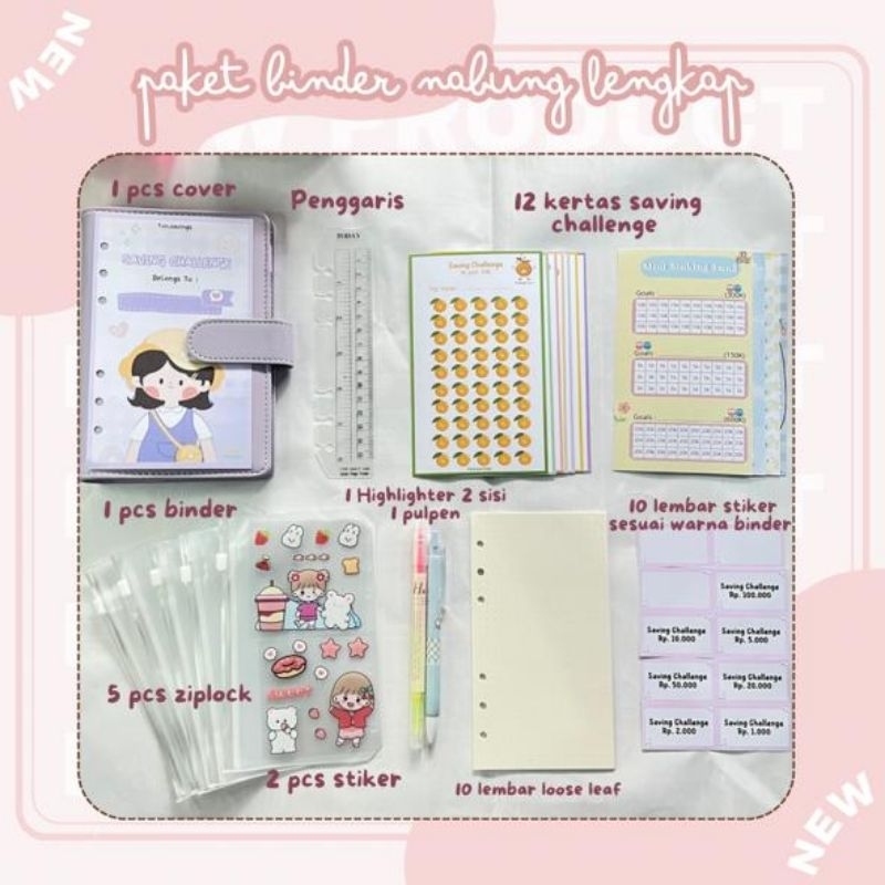 

[FUN] (TERMURAH) Paket Binder Nabung Lengkap | Paket Budgeting | Paket Nabung Cocok untuk Pemula | Binder A6 6 Ring