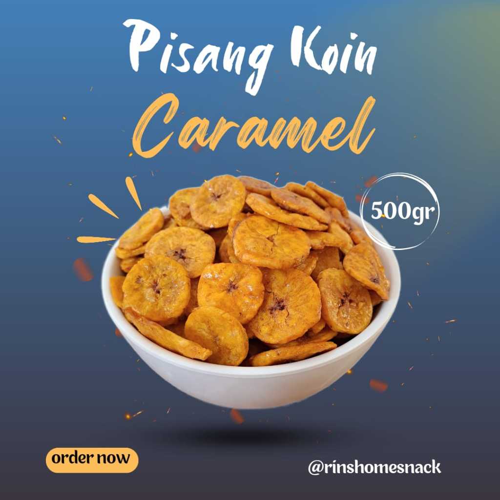 

Kripik Pisang Koin Caramel Manis 500gr