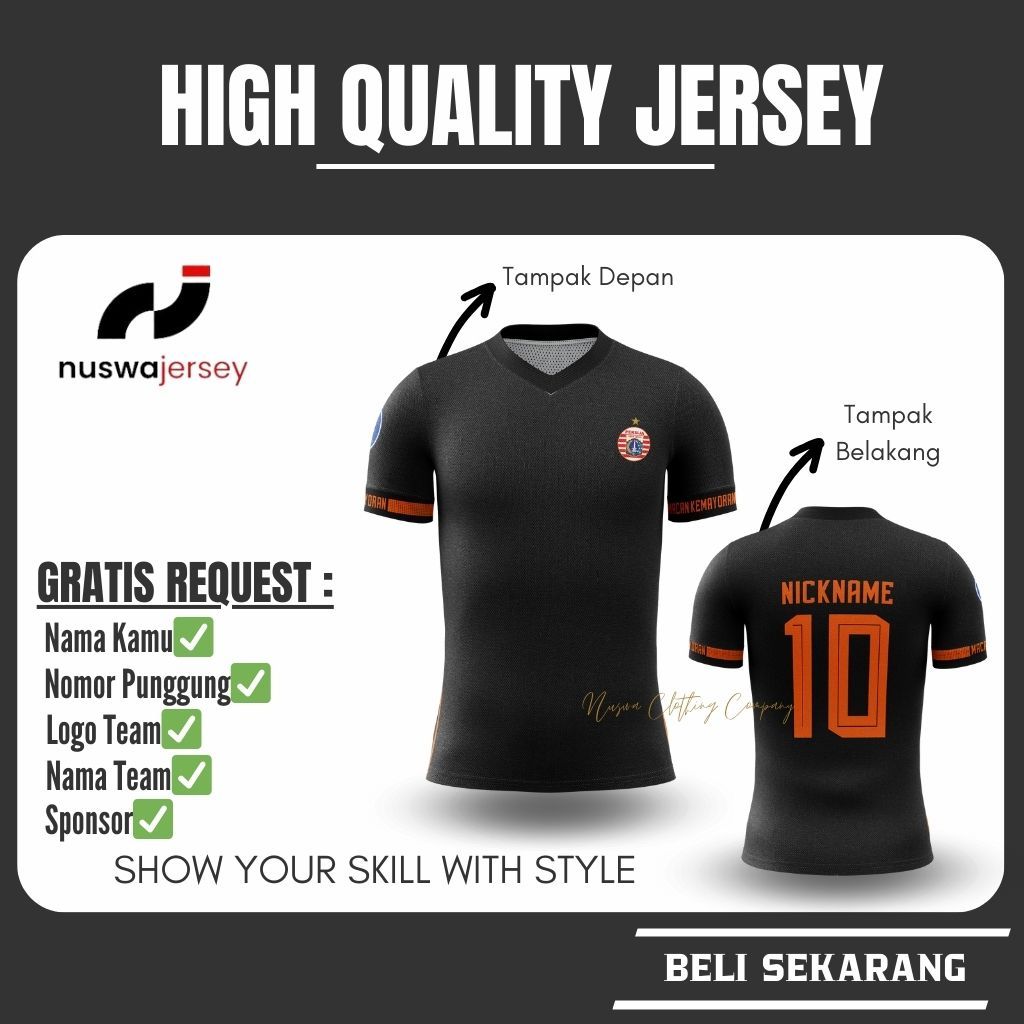 Jersey Bola Persija Alternet Jersey Persija Gratis Custom Full Printing