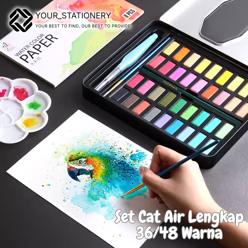 

[Your_Stationery] Set Cat Air 36/48 Warna - Murah dan Lengkap Termasuk ( Pensil, Kuas, Sponge dan Kertas Gambar )
