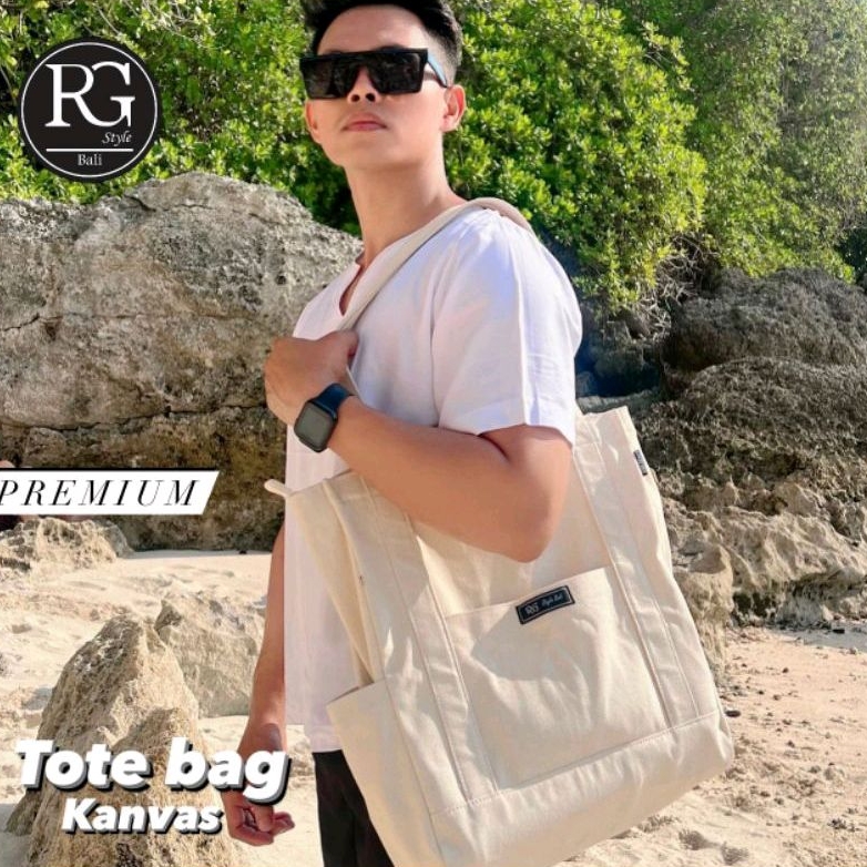 RG STYLE BALI | TOTE BAG CANVAS PREMIUM | tote bag kanvas premium | tote bag besar | tas cowok