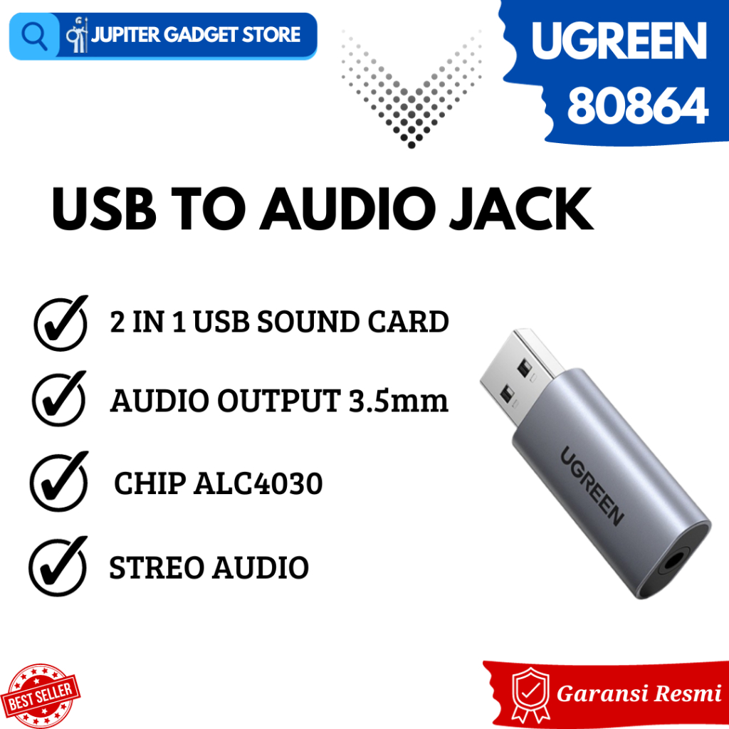 Ugreen 80864 Adapter Audio Converter USB 2.0 To Jack 3.5mm