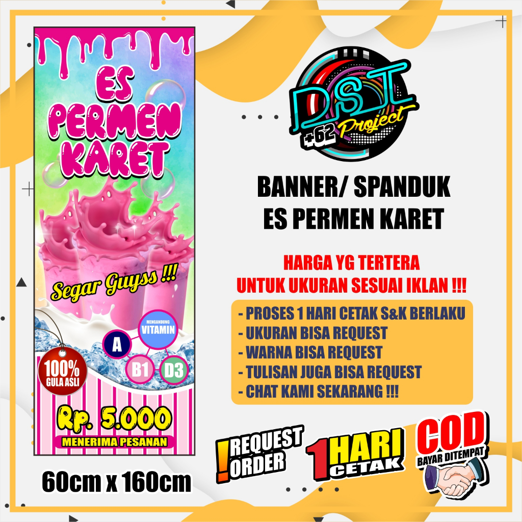 BANNER / SPANDUK ES PERMEN KARET MODEL B 60CM X  160CM