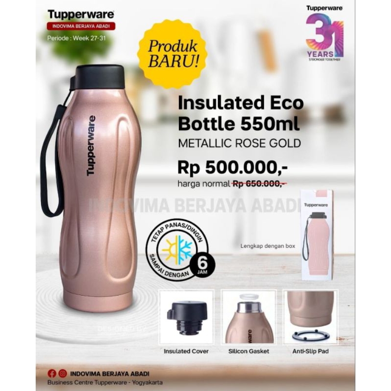 insulated eco bottle 550ml tupperware