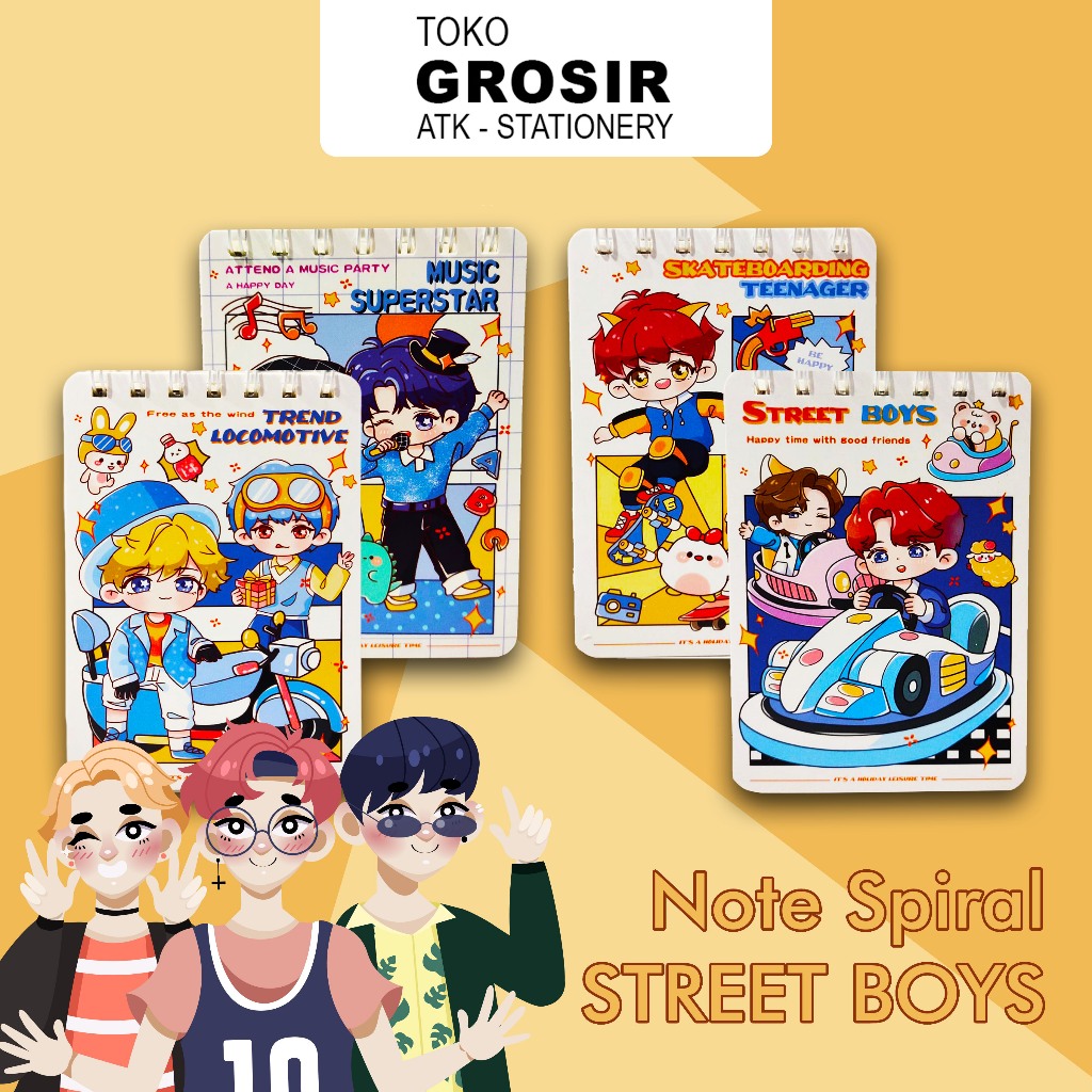 

Buku Catatan Spiral Mini Pocket Size, STREET BOY HMX