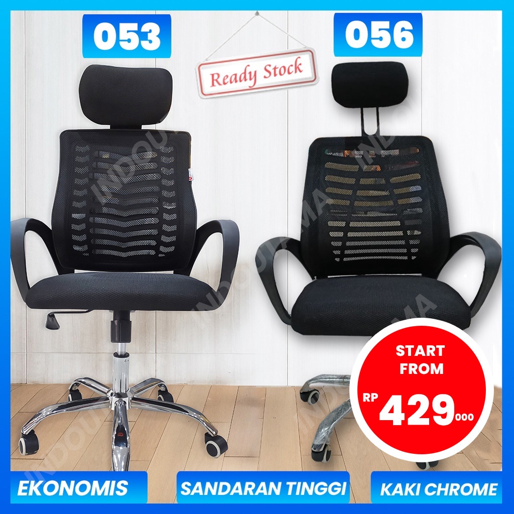 Kursi Kantor Jaring Kerja Direktur Gaming Gamer Belajar Manager Murah Hitam Tangan KK 053