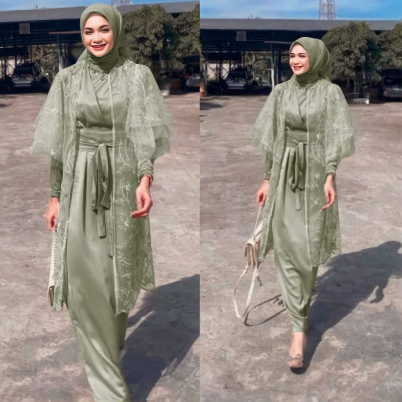 Lucianna Brokat Tille Dress Outer / Sett Gamis Lucia / Gamis Outer Brokat