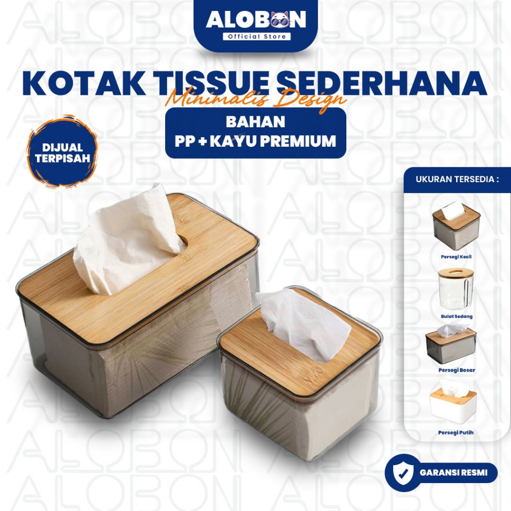 	 ALOBON KOTAK TISU TRANSPARAN TUTUP BAMBU KOTAK TISSUE KAMAR MANDI DAPUR STORAGE TISSUE MODERN	