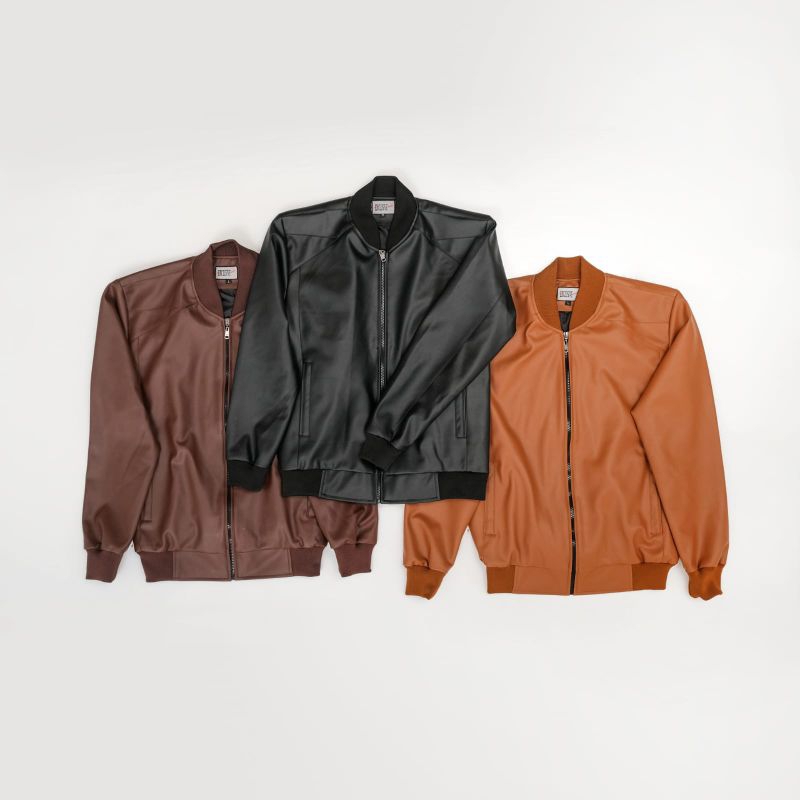Jacket Kulit Bomber Viena Casual Jaket Bomber Kulit Pria Wanita nyama